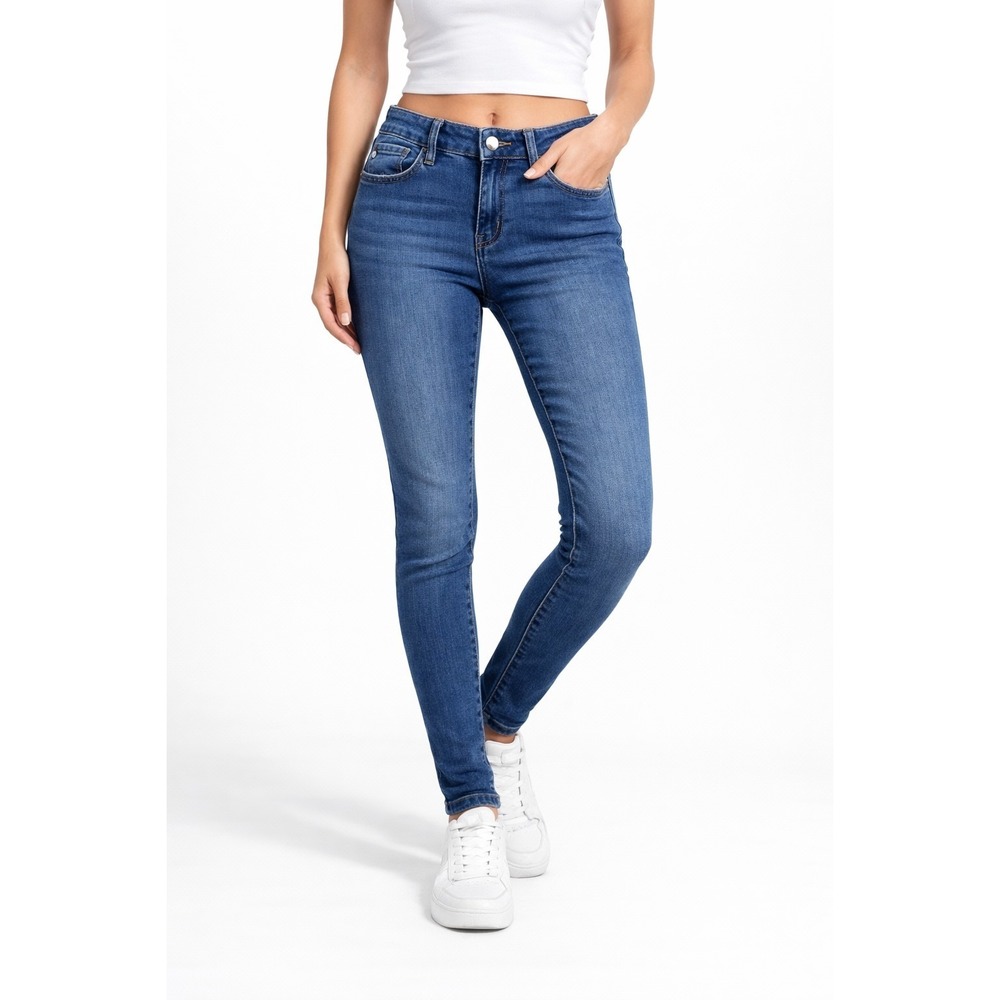 Kancan Mid-Rise Medium Wash Raw Hem Slim Jeans Women's size 29